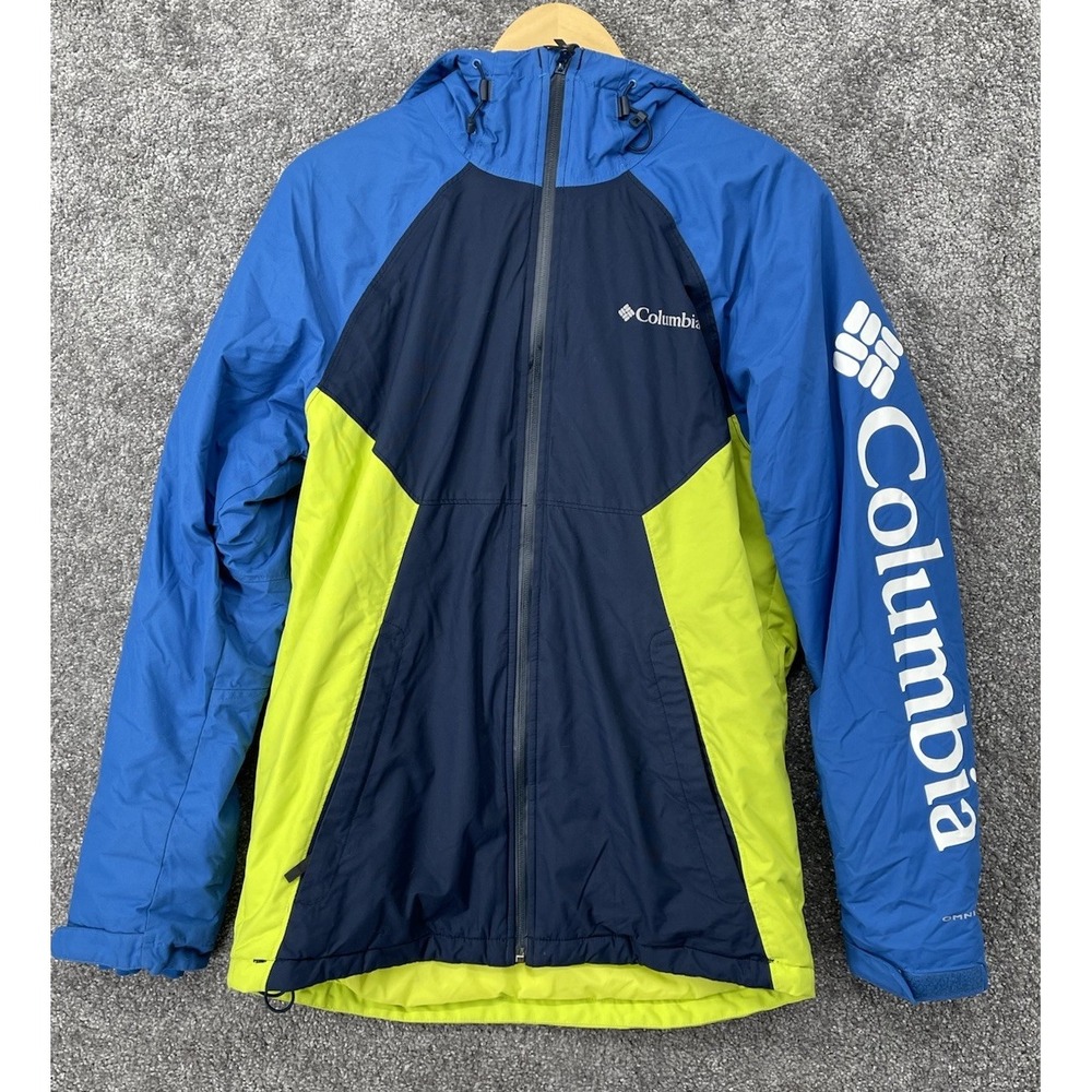 Columbia Echo Vale Men's XS Ski Jacket Blue Navy Yellow Waterproof Winter Coat